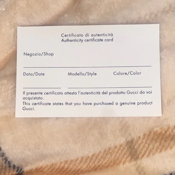 Gucci glasses with authentication card, dust bag, and case